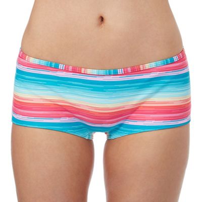 Multi-coloured striped print bikini shorts